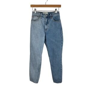 Abercrombie The Mom High Rise Jeans Size 25 / 0 Long Two Tone Patchwork Denim